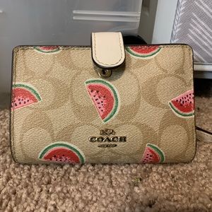 Watermelon splash light brown coach wallet